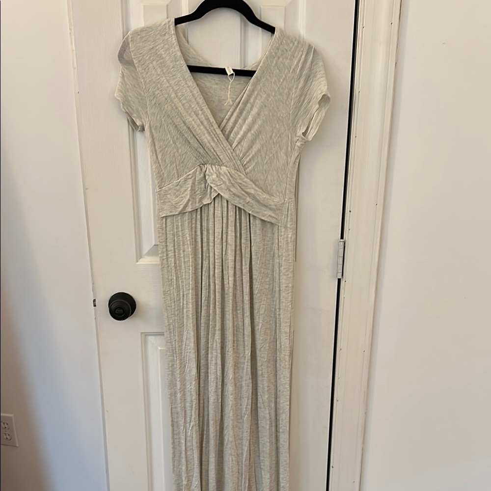 Elegant Gray Maxi maternity Dress